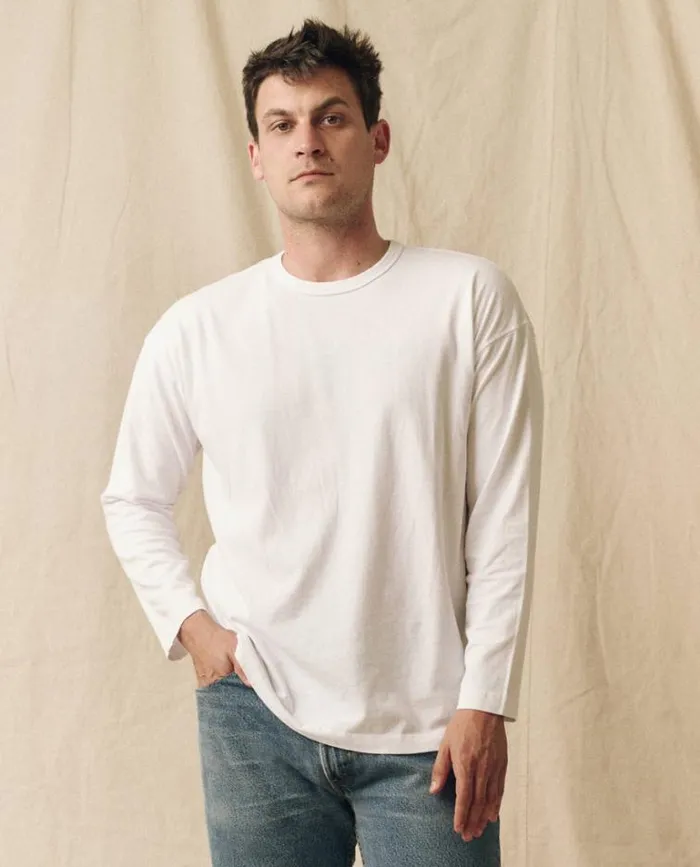 Tshirts Men039s The Great The Men039s Pure Knits Long Sleeve Boxy Crew True White