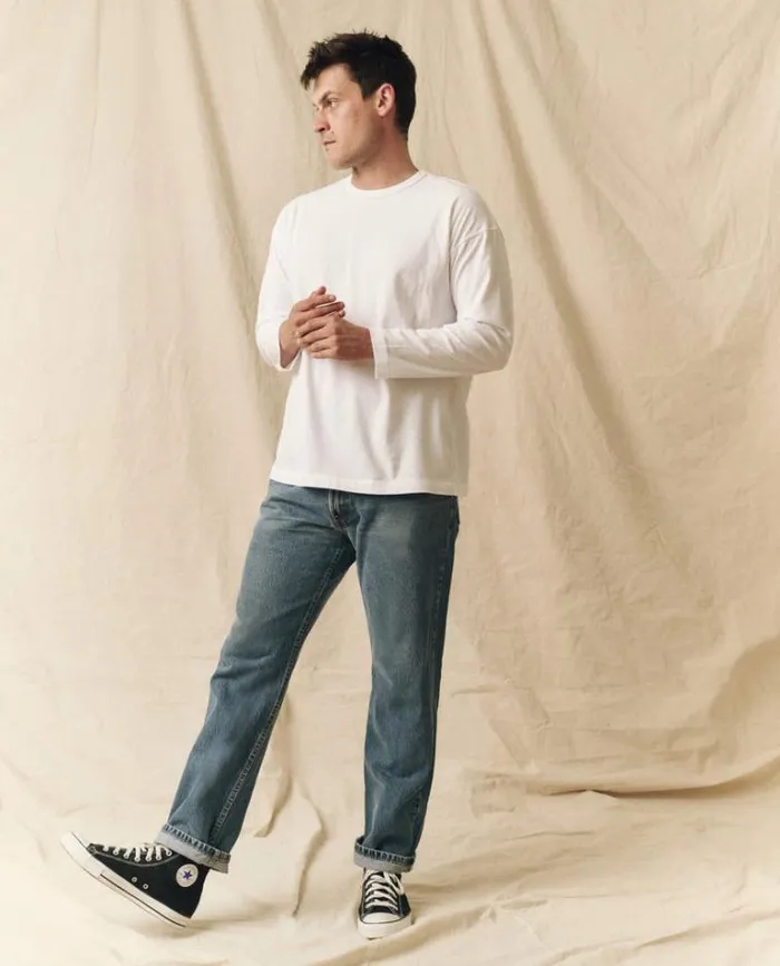 Tshirts Men039s The Great The Men039s Pure Knits Long Sleeve Boxy Crew True White