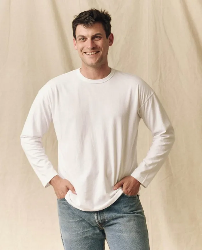 Tshirts Men039s The Great The Men039s Pure Knits Long Sleeve Boxy Crew True White
