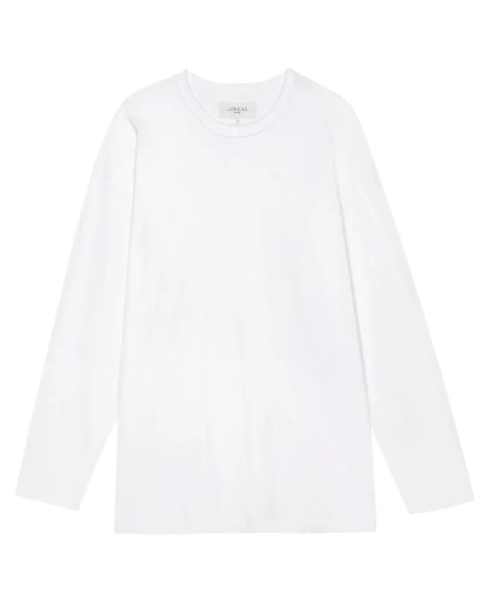 Tshirts Men039s The Great The Men039s Pure Knits Long Sleeve Boxy Crew True White