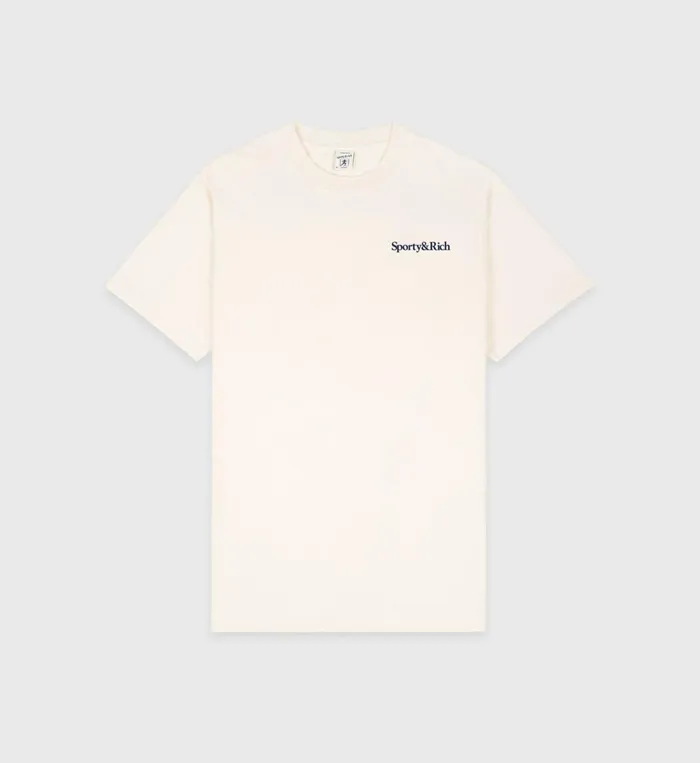 TShirts Men Sporty and Rich Health Is Wealth TShirt 8211 CreamNavy