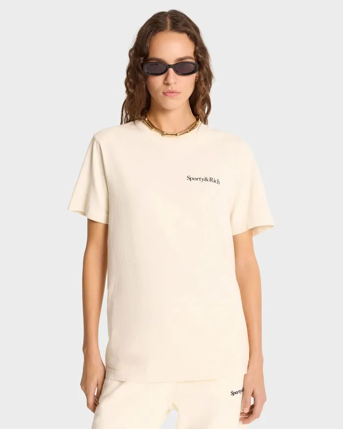 TShirts Men Sporty and Rich Health Is Wealth TShirt 8211 CreamNavy