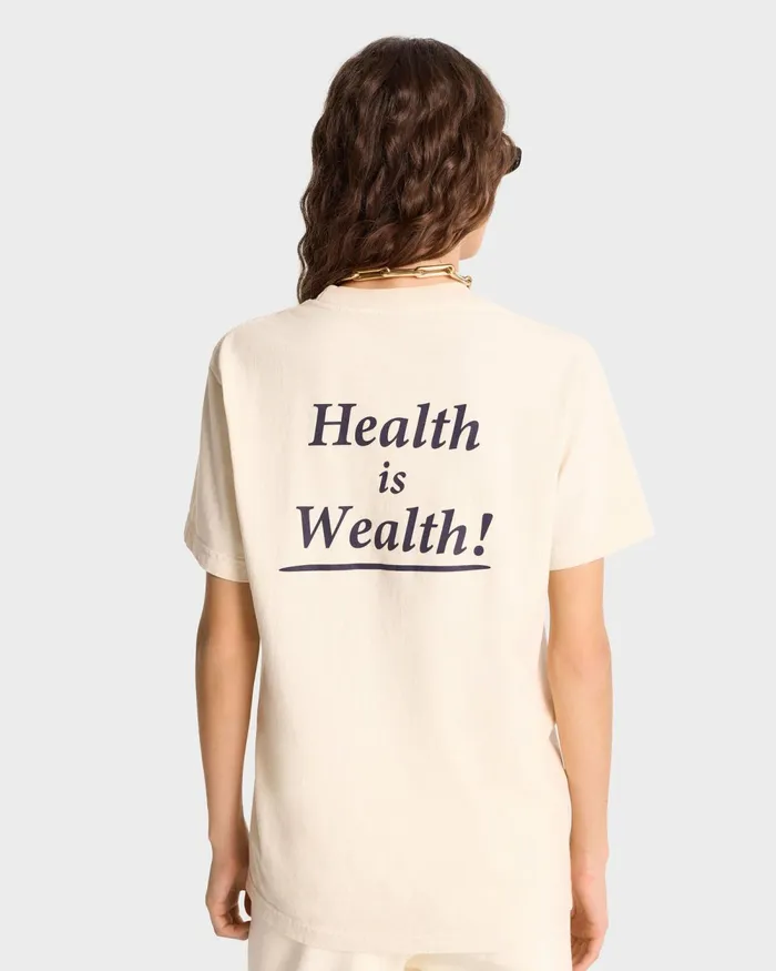 TShirts Men Sporty and Rich Health Is Wealth TShirt 8211 CreamNavy
