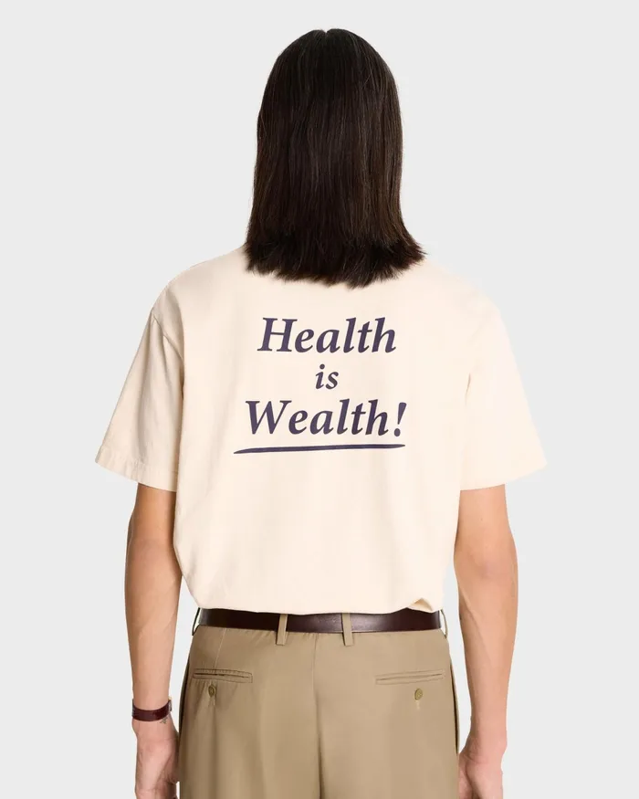 TShirts Men Sporty and Rich Health Is Wealth TShirt 8211 CreamNavy