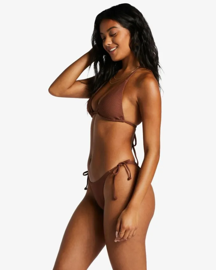 Tanlines Tie Side Tanga Bikini Bottoms Mocha Women Billabong Bikinis