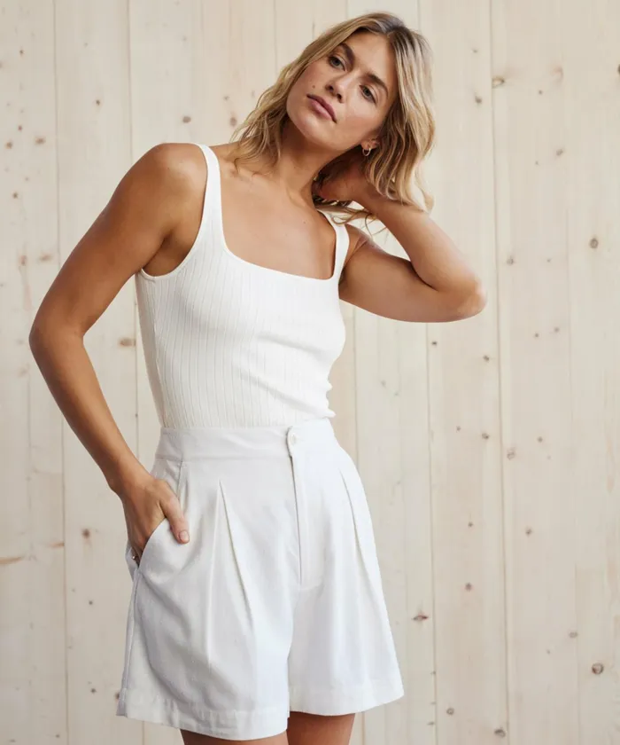 Tees and Tanks Women Jenni Kayne Square Rib Tank White