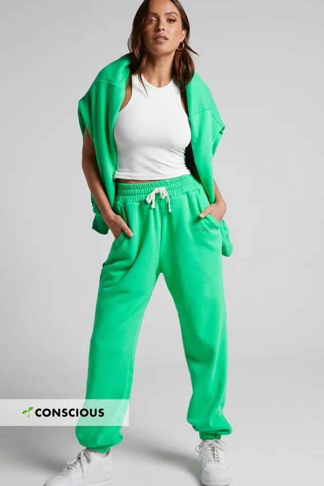 The Hunger Project X Showpo Mid Waisted Sweatpants In Green Women Showpo Activewear