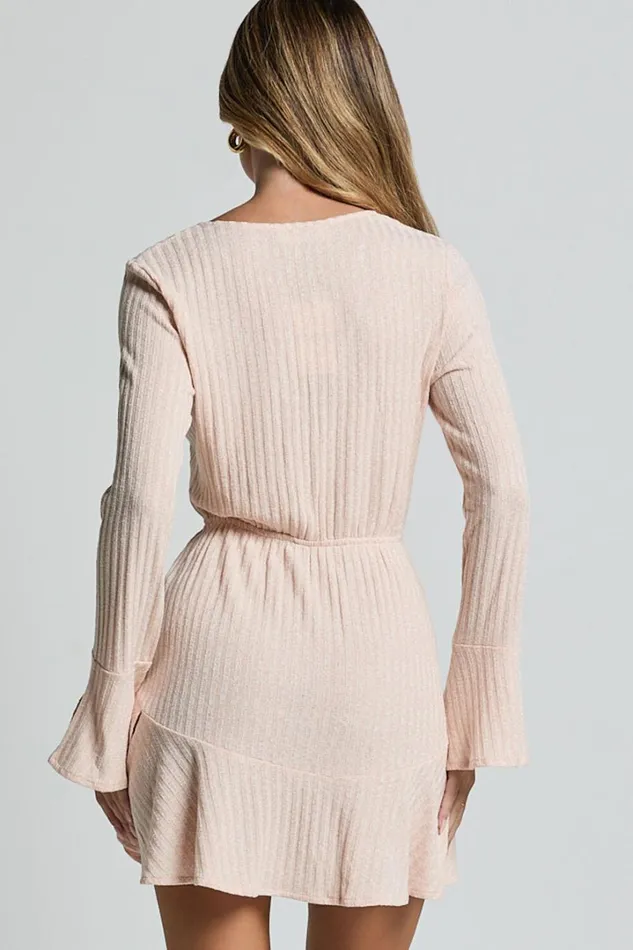 The Next Step Mini Dress 8211 Long Sleeve Dress In Beige Marle Women Showpo Basics