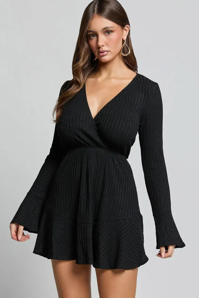 The Next Step Mini Dress 8211 Long Sleeve Dress In Black Women Showpo Basics