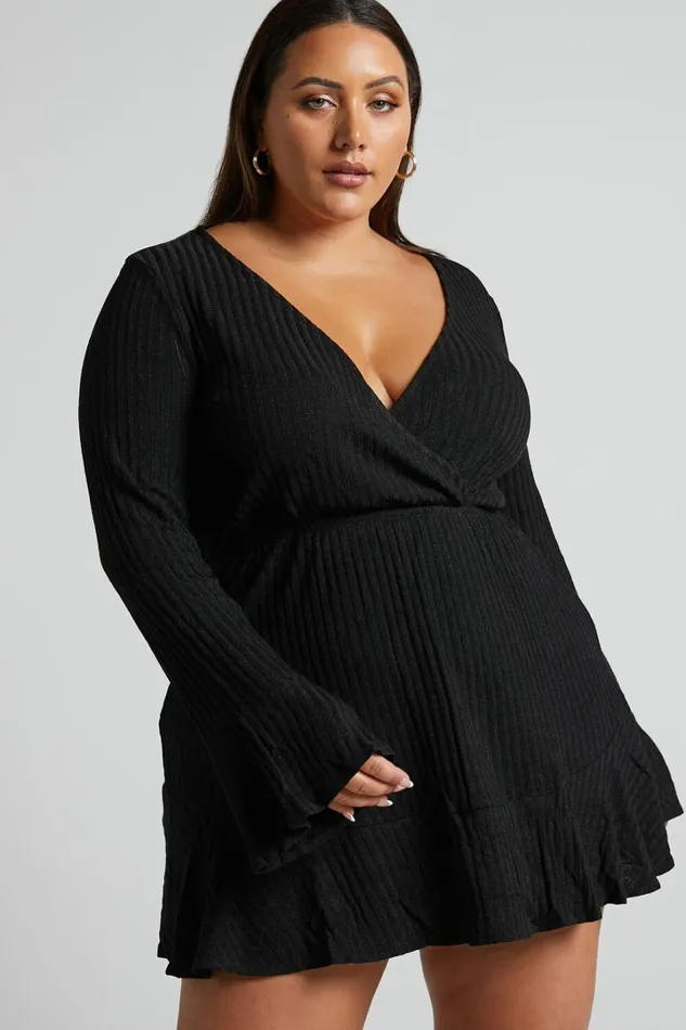 The Next Step Mini Dress 8211 Long Sleeve Dress In Black Women Showpo Basics