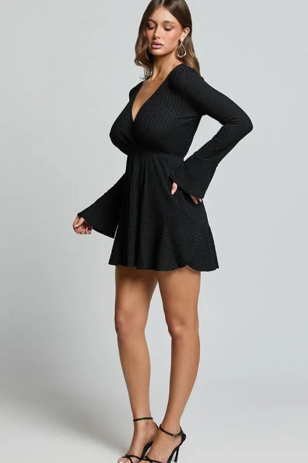 The Next Step Mini Dress 8211 Long Sleeve Dress In Black Women Showpo Basics