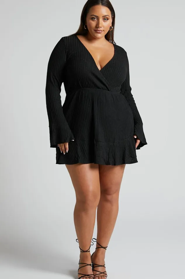 The Next Step Mini Dress 8211 Long Sleeve Dress In Black Women Showpo Basics