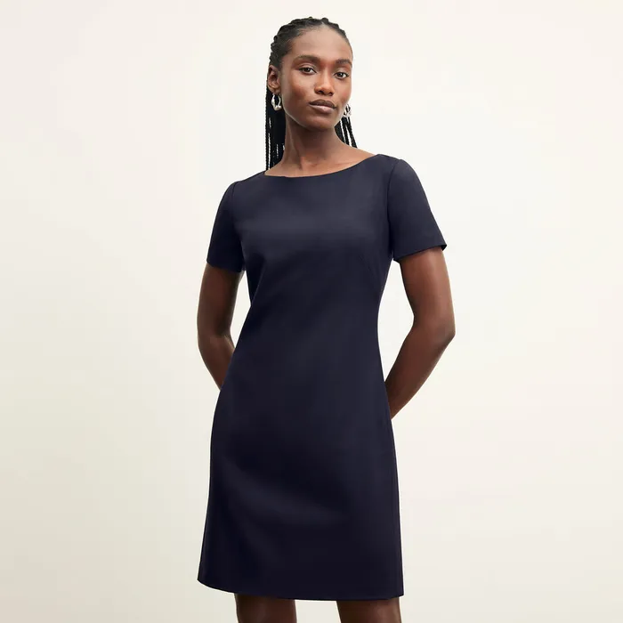 The Rosie Dress 8211 Washable Wool Twill Dark Navy Women Suiting M M LaFleur