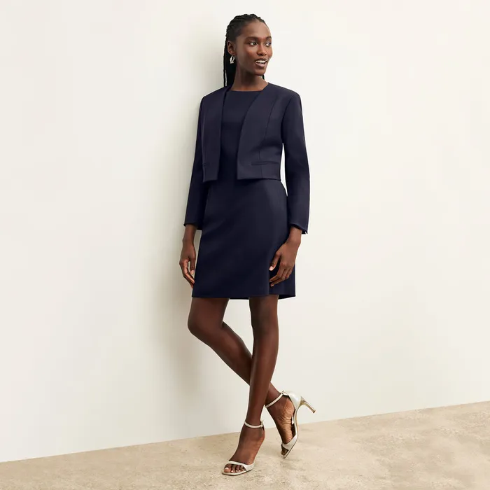 The Rosie Dress 8211 Washable Wool Twill Dark Navy Women Suiting M M LaFleur