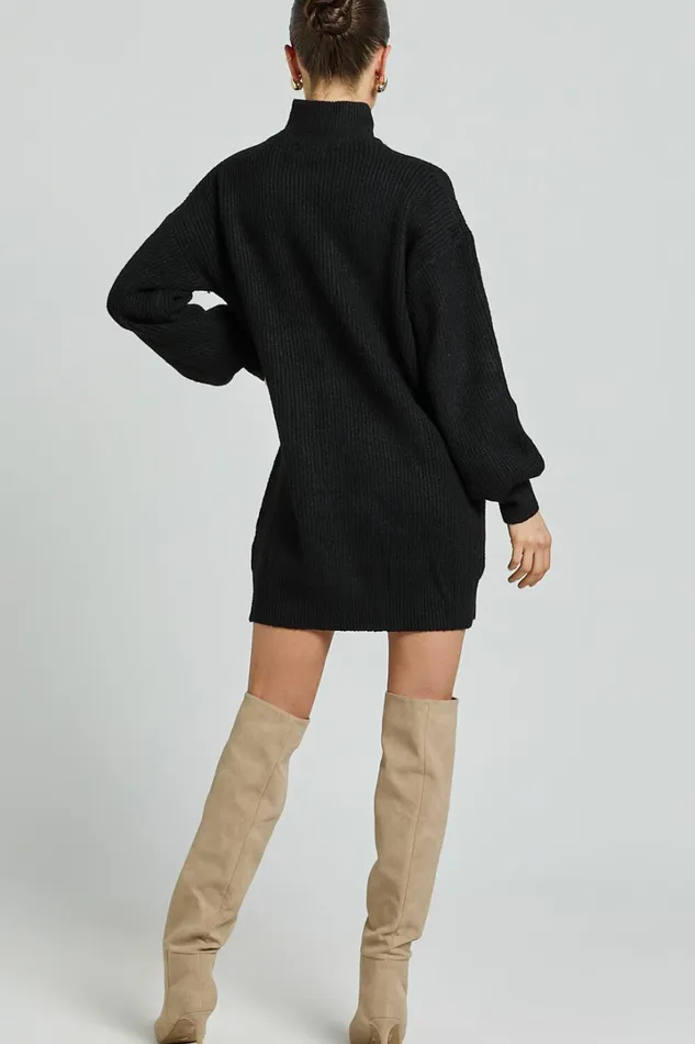 Tianna Mini Dress 8211 Knitted Side Split Jumper Dress In Black Women Showpo Knitwear