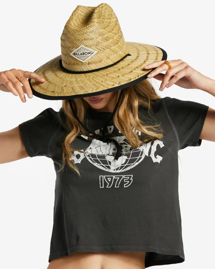 Tipton Straw Lifeguard Hat Black Pebble Women Billabong Hats and Beanies