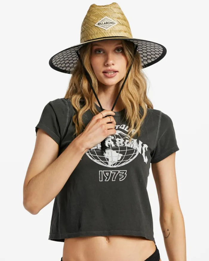 Tipton Straw Lifeguard Hat Black Pebble Women Billabong Hats and Beanies