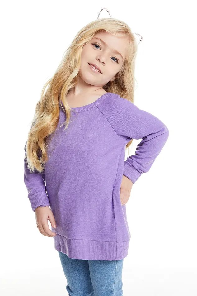 Tops Chaser Brand Girls Love Knit Long Sleeve Scoop Back Pullover