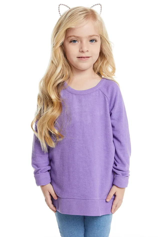 Tops Chaser Brand Girls Love Knit Long Sleeve Scoop Back Pullover