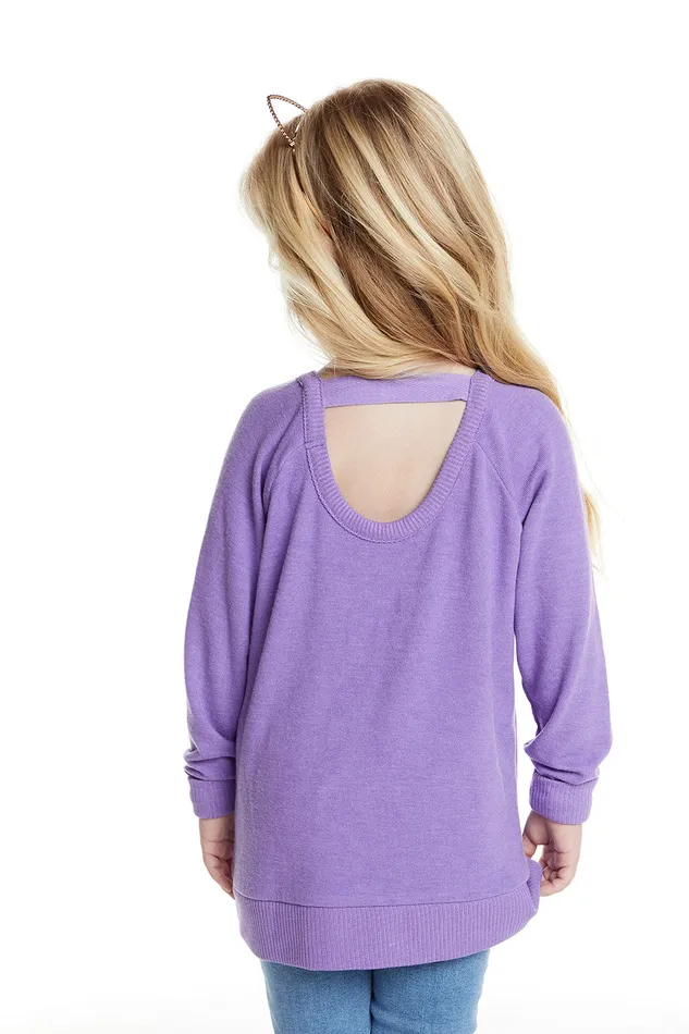 Tops Chaser Brand Girls Love Knit Long Sleeve Scoop Back Pullover