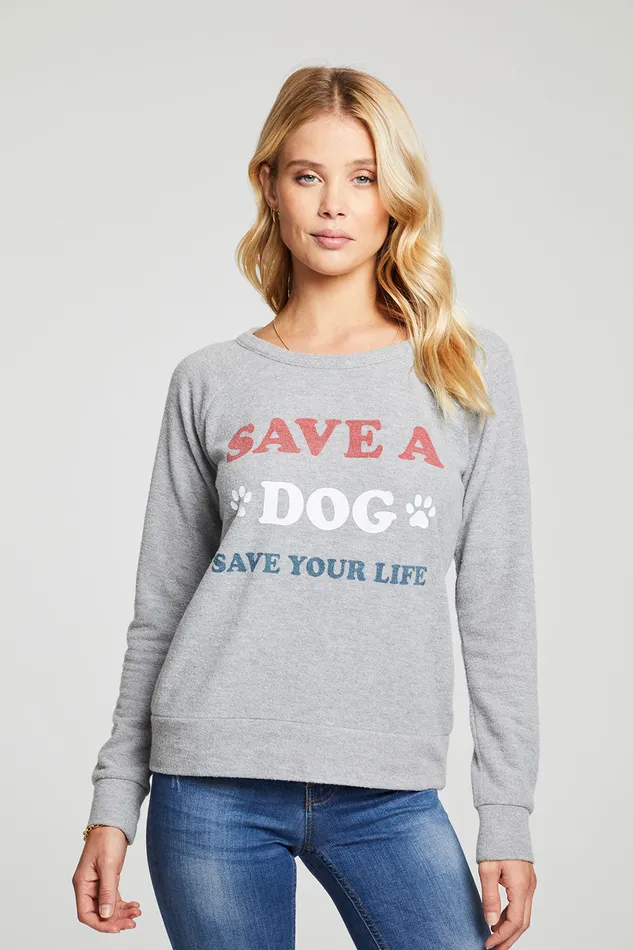 Tops Chaser Brand Womens Dog Charity Sweatshirt