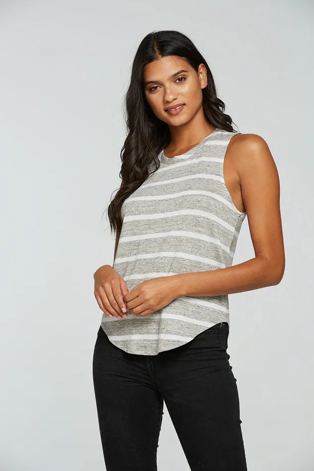 Tops Chaser Brand Womens Linen Jersey Shirttail Muscle