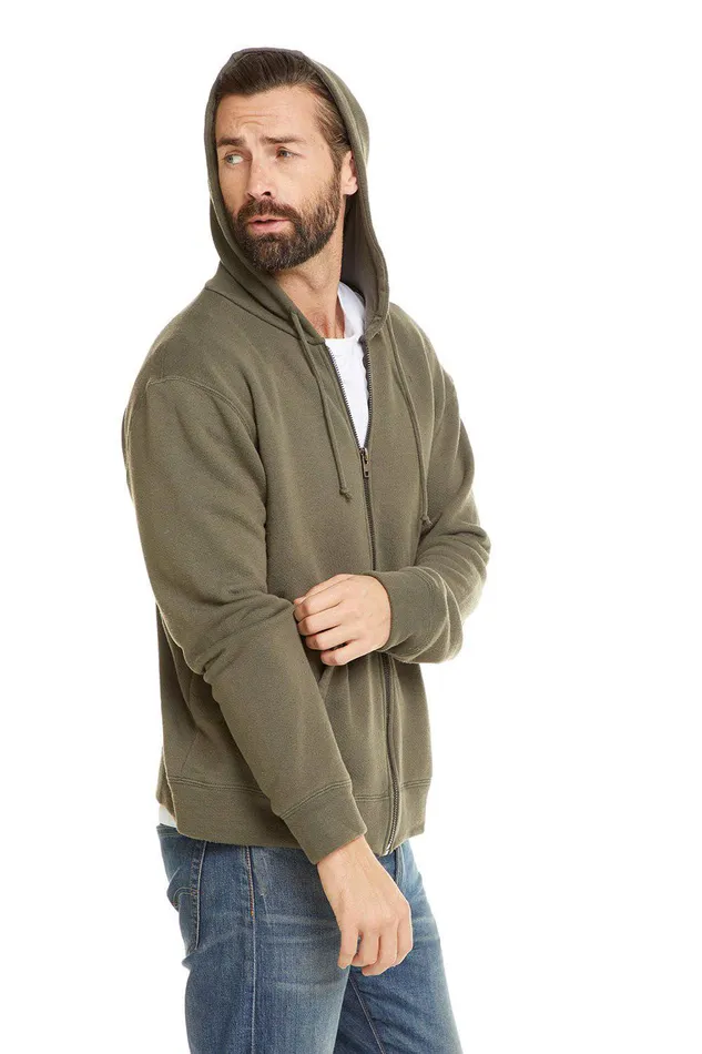 Tops Mens FRENCH TERRY LS ZIP FRONT HOODIE Chaser Brand