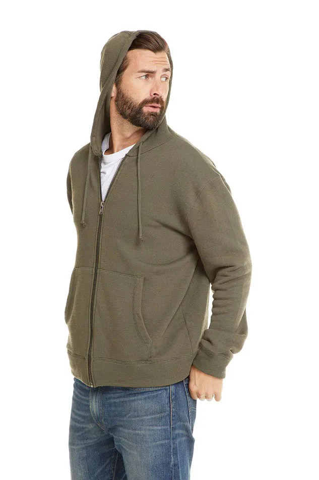 Tops Mens FRENCH TERRY LS ZIP FRONT HOODIE Chaser Brand