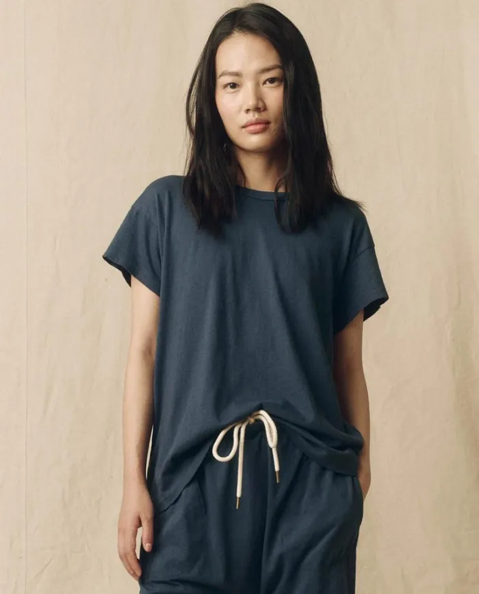 Tops Women039s The Great The Boxy Crew Nautical Navy
