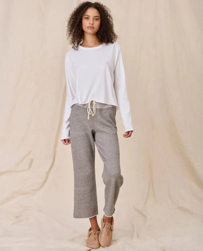 Tops Women039s The Great The Long Sleeve Crop Tee True White