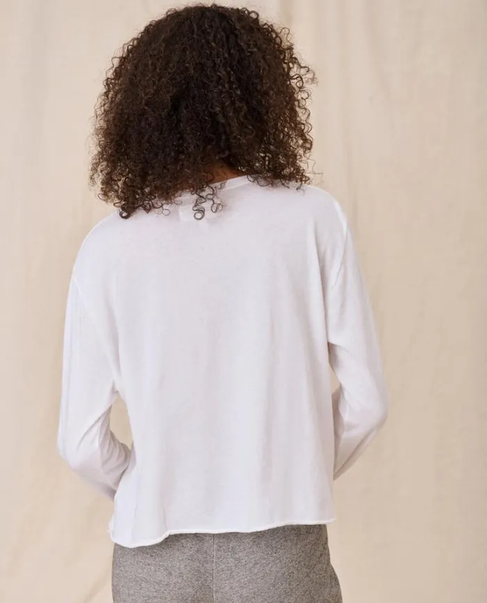 Tops Women039s The Great The Long Sleeve Crop Tee True White