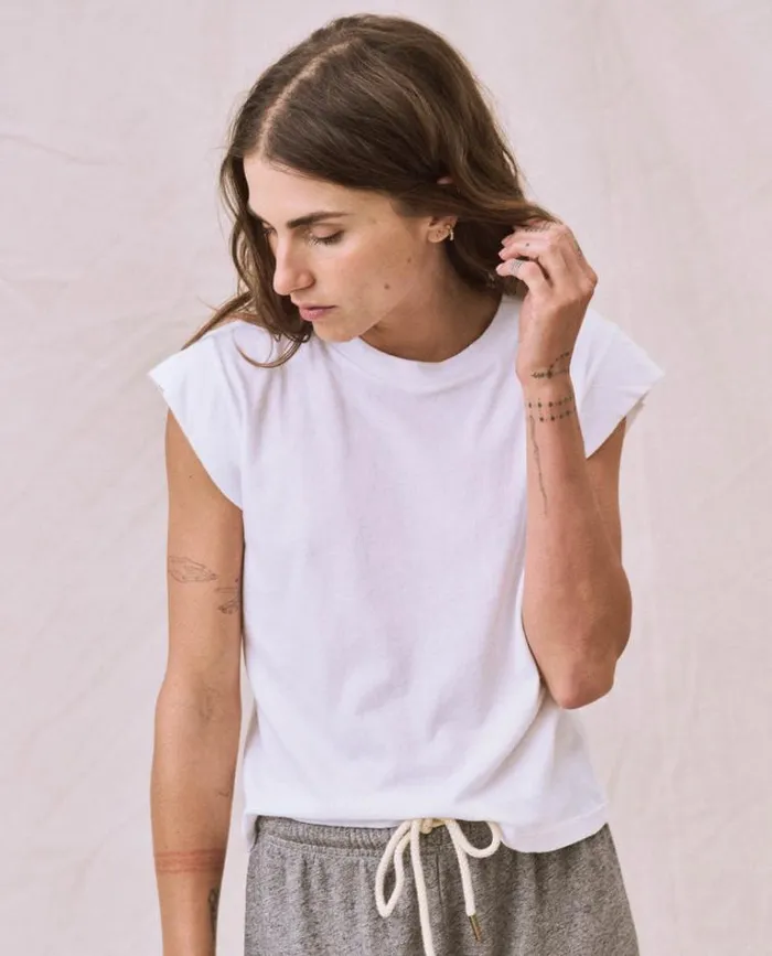 Tops Women039s The Great The Peak Shoulder Tee True White