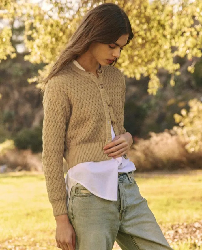 Tops Women039s The Great The Stable Cardigan Natural Dyed Chestnut