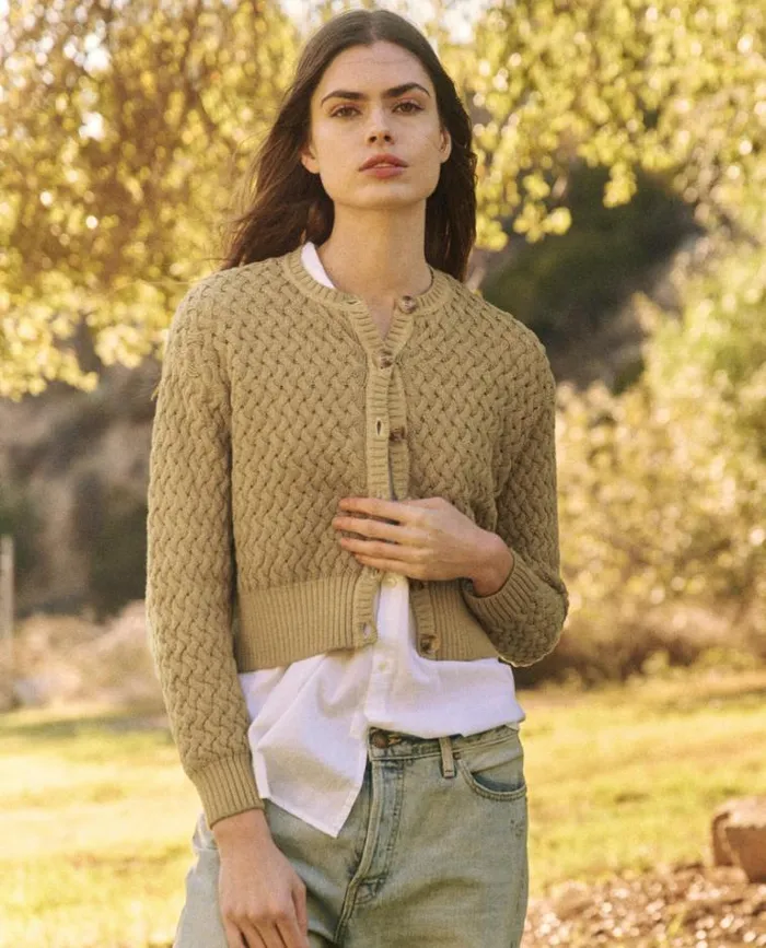 Tops Women039s The Great The Stable Cardigan Natural Dyed Chestnut