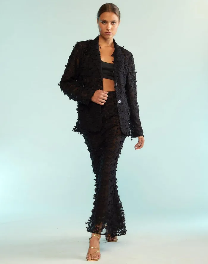Tops Women Cynthia Rowley 3D Embroidered Tulle Blazer