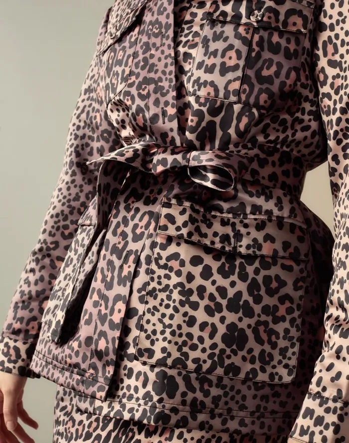 Tops Women Cynthia Rowley Leopardess Satin Safari Jacket