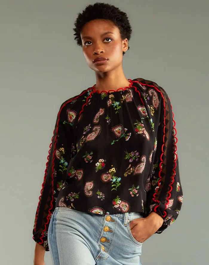 Tops Women Cynthia Rowley Midnight Garden Blouse