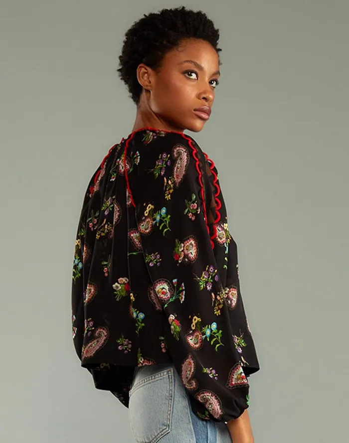 Tops Women Cynthia Rowley Midnight Garden Blouse