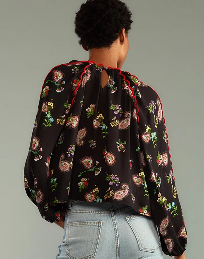 Tops Women Cynthia Rowley Midnight Garden Blouse