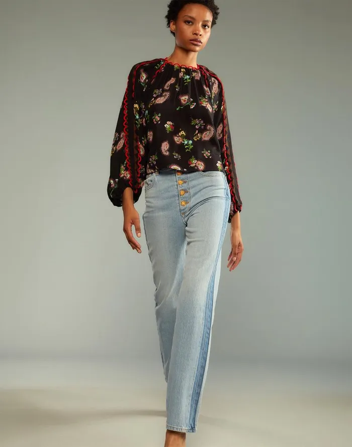 Tops Women Cynthia Rowley Midnight Garden Blouse