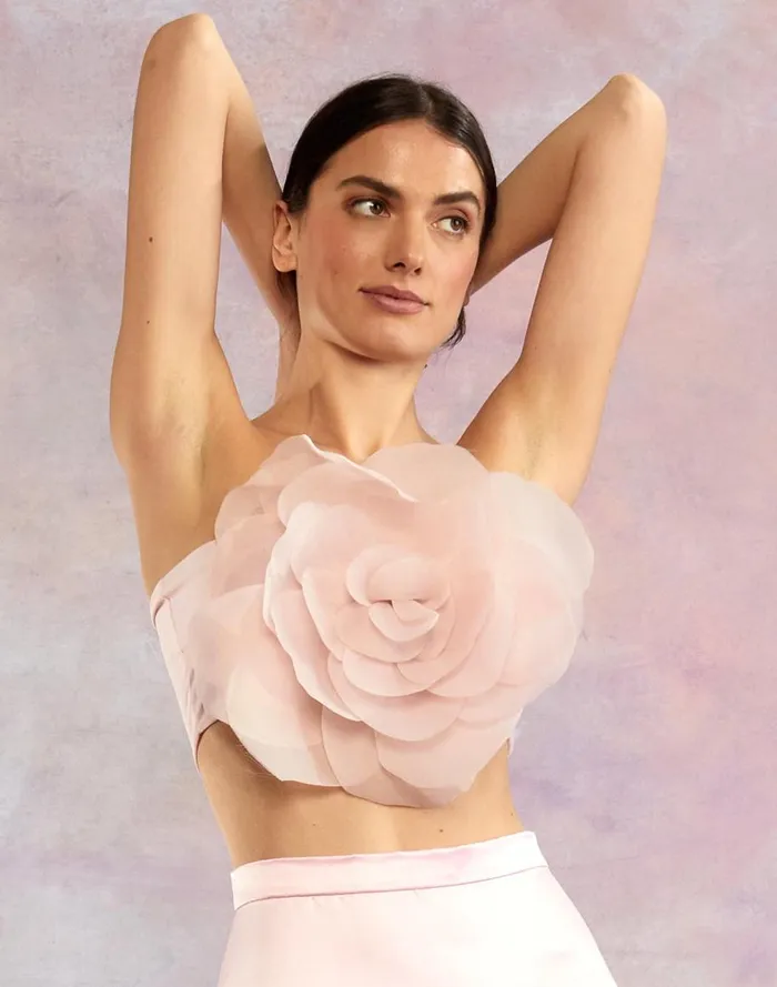 Tops Women Cynthia Rowley Organza Flower Bandeau Top