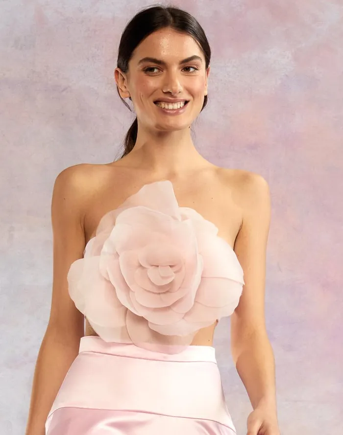 Tops Women Cynthia Rowley Organza Flower Bandeau Top