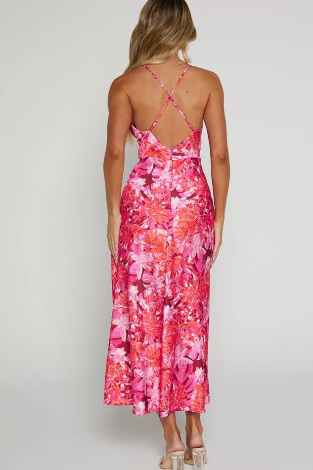 Tove Midi Dress 8211 Twist Front Cut Out Satin Dress In Ice Pink Women Showpo Dresses