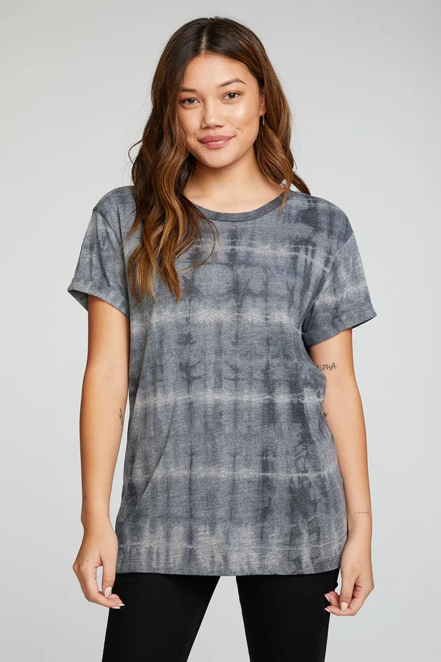 Triblend Jersey Rolled Sleeve Crew Neck Tee Womens Tops Chaser Brand