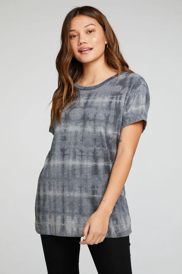 Triblend Jersey Rolled Sleeve Crew Neck Tee Womens Tops Chaser Brand