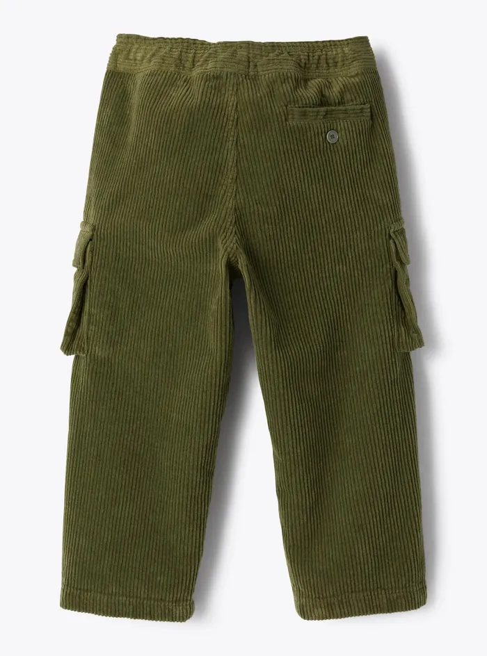 Trousers Boy 216 Il Gufo Cargo Pants In Ribbed Stretch Cotton Corduroy