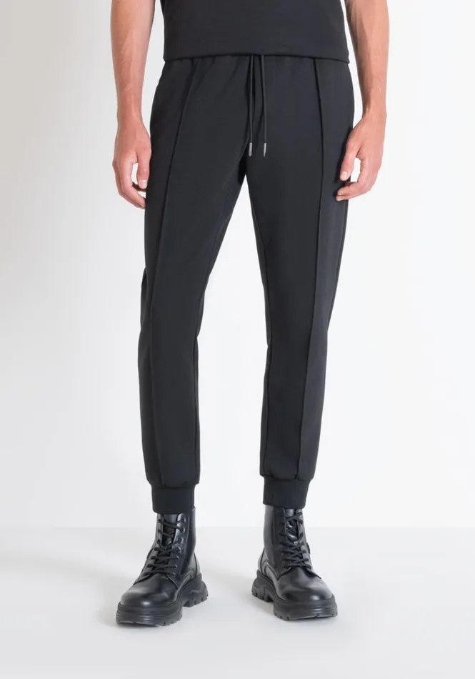 Trousers Men Antony Morato Carrot Fit Sweatpants In Black Cotton Blend With Elastic Black Trousers Men Antony Morato Carrot Fit Sweatpants In Black Cotton Blend With Elastic Black