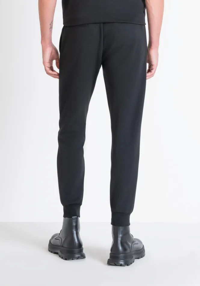 Trousers Men Antony Morato Carrot Fit Sweatpants In Black Cotton Blend With Elastic Black