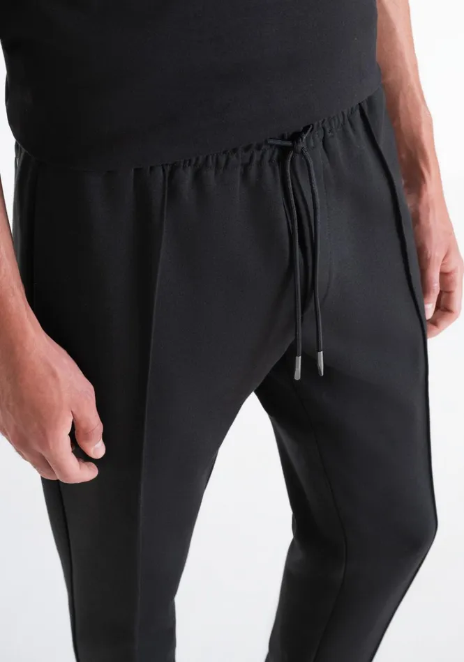 Trousers Men Antony Morato Carrot Fit Sweatpants In Black Cotton Blend With Elastic Black