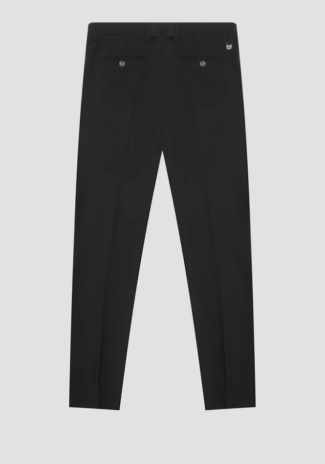 Trousers Men Antony Morato Nina Slim Fit Trousers In Stretch Viscose Blend With Satin Details Black